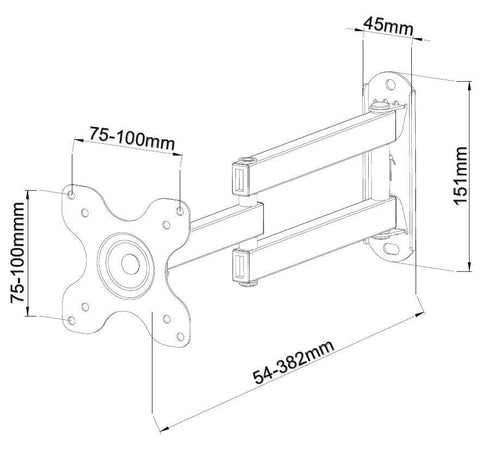 Supporto a Muro per TV LED LCD 13-30'' Full-Motion Nero