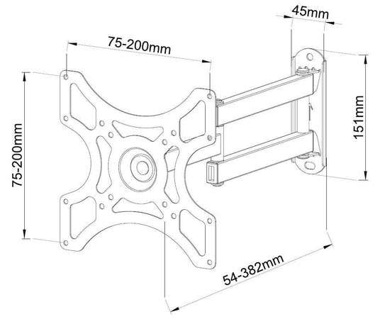 Supporto a Muro per TV LED LCD 19-37'' Full-Motion Nero