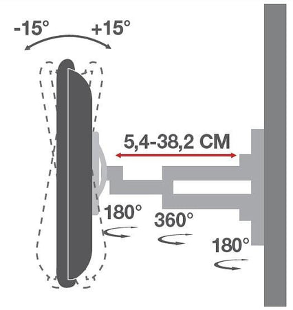 Supporto a Muro per TV LED LCD 19-37'' Full-Motion Nero