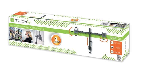 Supporto da Scrivania per 2 Monitor 13-27'' Installazione con Morsetto o Vite Passante