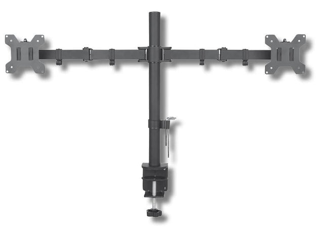 Supporto da Scrivania per 2 Monitor 13-27'' Installazione con Morsetto o Vite Passante
