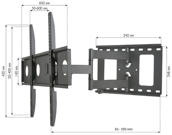 Supporto a Muro per TV LED LCD 32-65'' Estensibile Slim Full-Motion