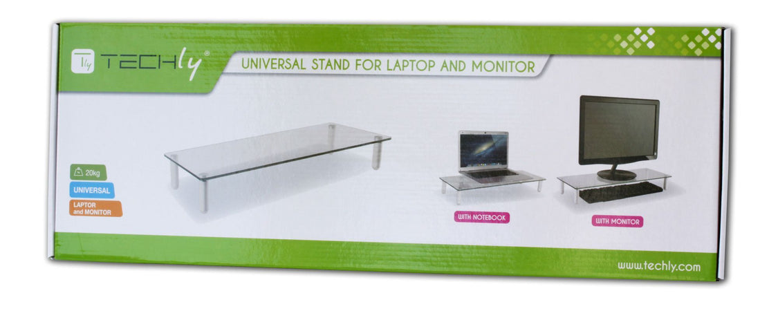 Ripiano Universale in Vetro Trasparente per Monitor Laptop Notebook