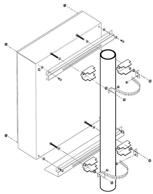 Sistema di fissaggio a palo per rack IP65
