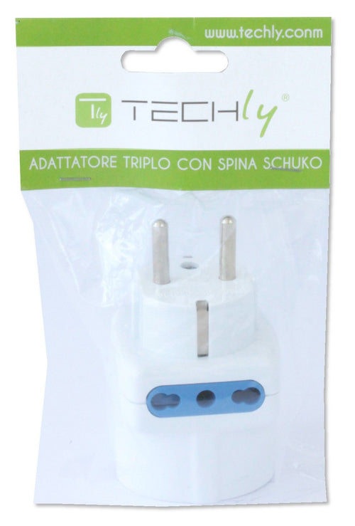 Adattatore Triplo Spina Schuko a Prese Bipasso con Schuko Bianco