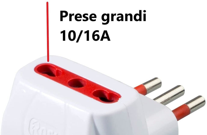 Adattatore Triplo Spina 2P+T Presa Bipasso 2P+T con Schuko