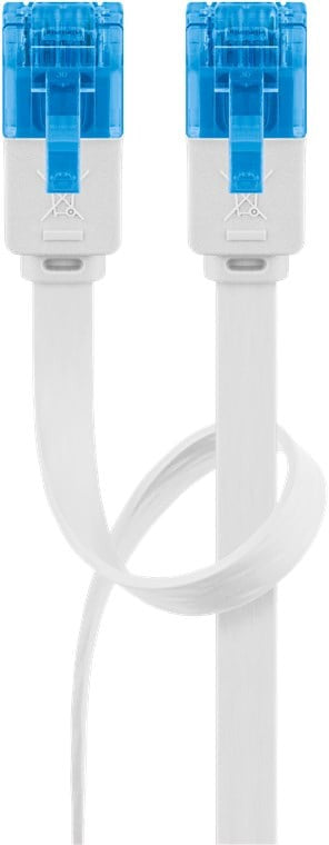 Cavo di Rete Patch Piatto in Rame Cat.6A UTP 10m Bianco