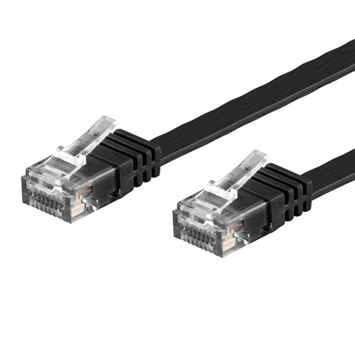 Cavo di Rete Patch Flat in Rame Cat.6A UTP 0,5m Nero