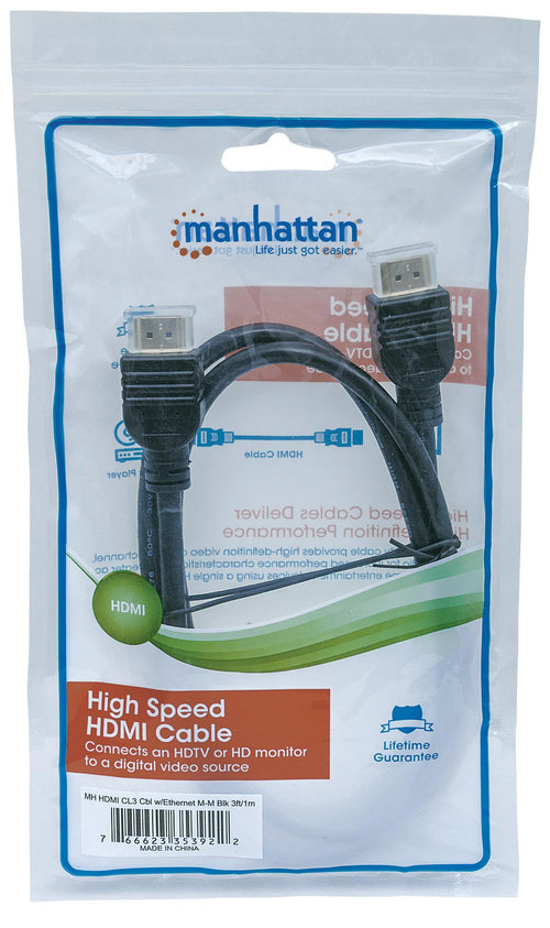 Cavo HDMI CL3 High Speed con Ethernet A/A M/M 2m Nero