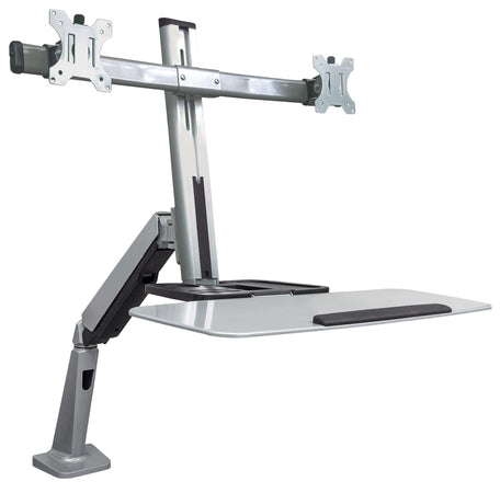 Supporto Scrivania Doppio Monitor 13''-27'' Molla a Gas Ripiano Tastiera