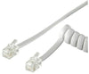 Cavo telefonico spiralato 4 mt RJ10 4P4C Bianco