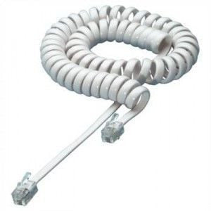 Cavo telefonico spiralato 4 mt RJ10 4P4C Bianco