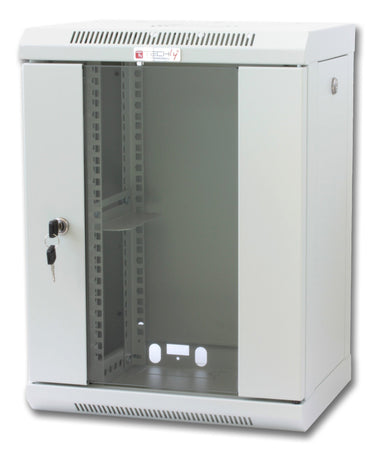 Armadio Rack 10'' a muro 9 unit&agrave con pannelli asportabili Grigio prof. 300 mm