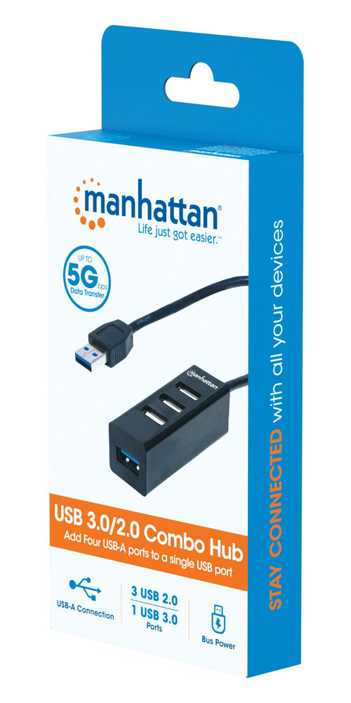 Hub USB 3.0/2.0 Combo 4 porte Nero