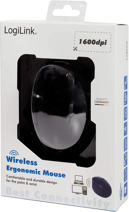 Mouse Ottico Ergonomico Wireless 1600dpi Nero