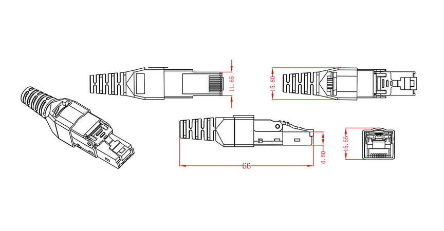Plug Modulare RJ45 Cat.6A Schermato Toolless