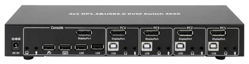 Switch KVM DisplayPort 1.2 e USB 2.0 4 porte con hub e audio