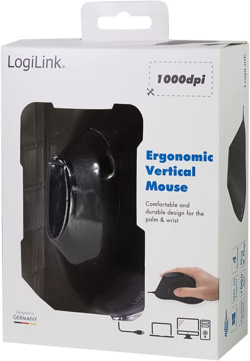 Mouse Verticale Ottico Ergonomico USB 1000dpi Nero