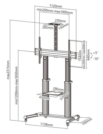 Supporto mobile da pavimento per TV Ultra larghe 60-100''