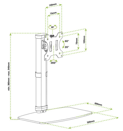 Supporto da Tavolo Stand per Monitor 17-27'' con Base