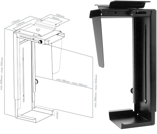 Supporto PC Sotto Scrivania / Parete Regolabile