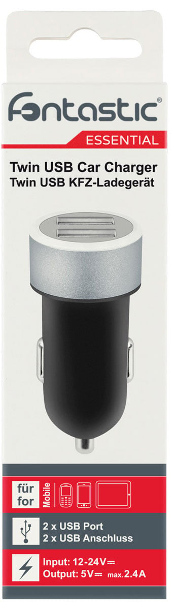 Caricatore da Auto 2 USB con uscita 2,4A Nero