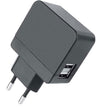 Caricatore 2 USB 2,1A Compatto Spina Europea 2 pin Nero