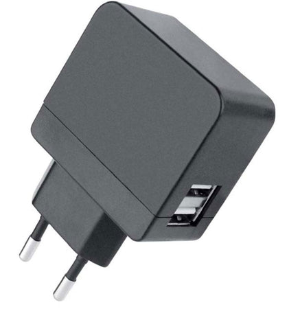 Caricatore 2 USB 2,1A Compatto Spina Europea 2 pin Nero
