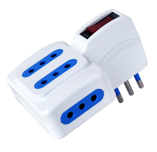 Adattatore con spina 10A e 4 prese Italiane 10A