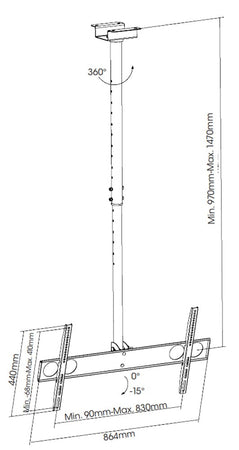 Supporto universale a soffitto per TV LED/LCD 37-70''