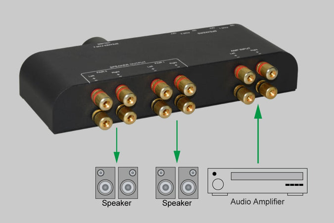 Commutatore audio per casse acustiche 2 vie con Terminali a banana