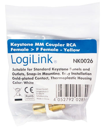 Adattatore Keystone RCA/F F/F Giallo