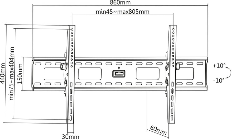 Supporto universale inclinabile da parete per TV Flat-Panel 37-90''