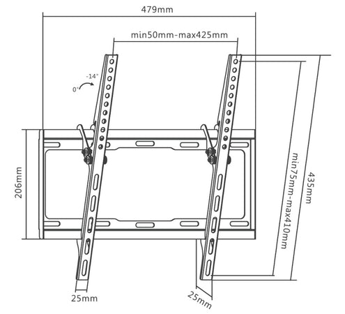 Supporto a Muro Universale Inclinabile per TV Flat-Panel 32-55''