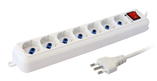 Multipresa 7 Posti Italiana Bipasso / Schuko Cavo 3 metri
