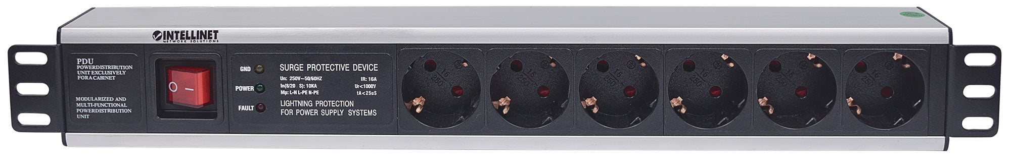 Multipresa per Rack 19'' 6 posti Spina Schuko Angolata 1.5U