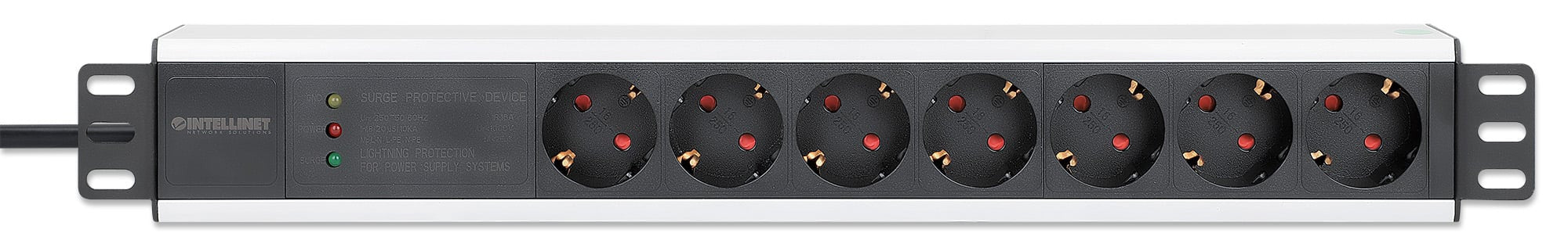 Multipresa per Rack 19'' 7 posti Spina Schuko Angolata 1U