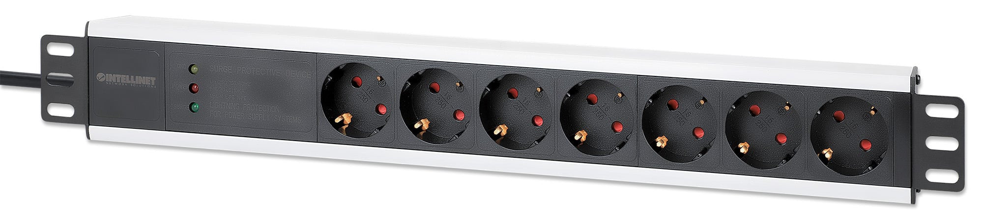 Multipresa per Rack 19'' 7 posti Spina Schuko Angolata 1U