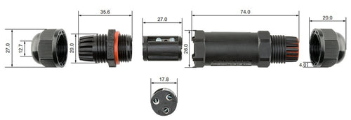 Connettore Elettrico Impermeabile per Cavo IP68 da Esterno Lunghezza 10 cm