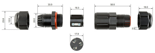 Connettore Elettrico Impermeabile per Cavo IP68 da Esterno Lunghezza 7.5 cm
