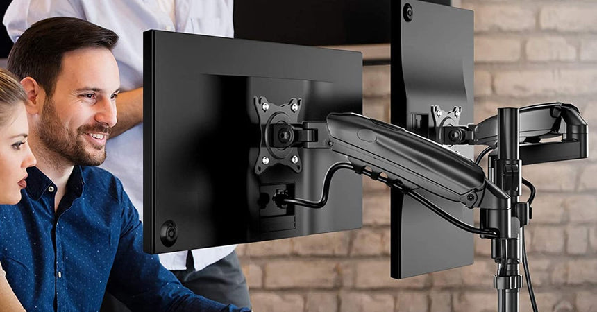 Supporto da Scrivania Doppio Monitor 17-32'' con molla a gas Nero