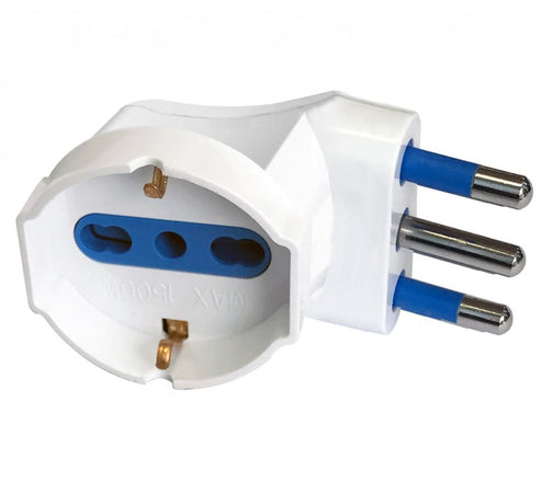 Adattatore spina 16A prese bipasso/Schuko 90&deg Bianco
