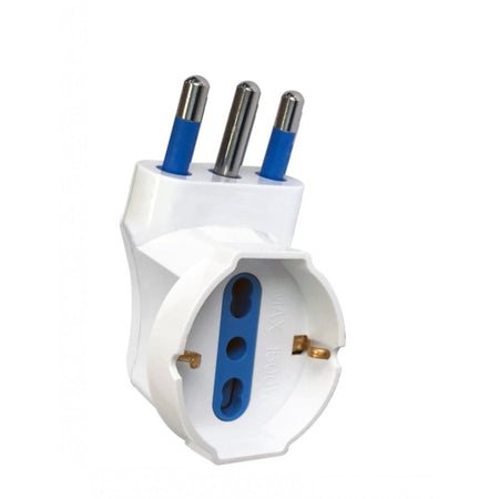 Adattatore spina 16A prese bipasso/Schuko 90&deg Bianco