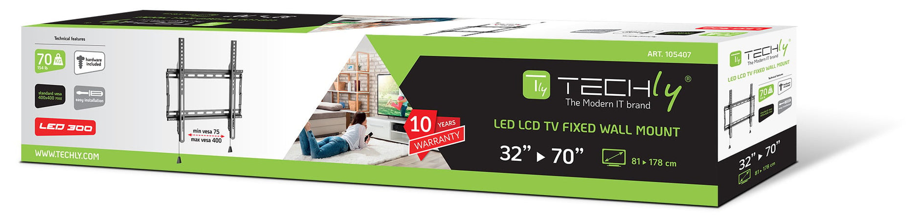Staffa a muro fissa TV LED LCD 32-70'' robusta e pieghevole