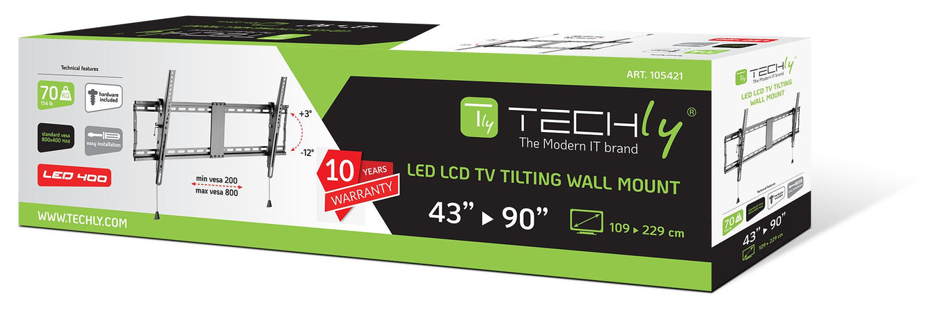 Staffa a muro inclinabile TV LED LCD 43-90'' robusta e pieghevole