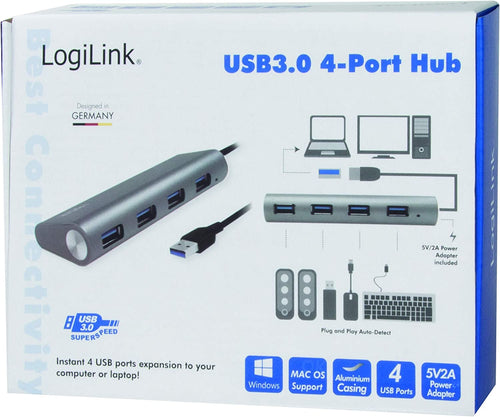 Hub USB 3.0 SuperSpeed 4 porte Alluminio Silver