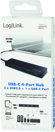 Hub USB-C 3.1 SuperSpeed 3 Porte USB-A 1 porta USB-C Nero
