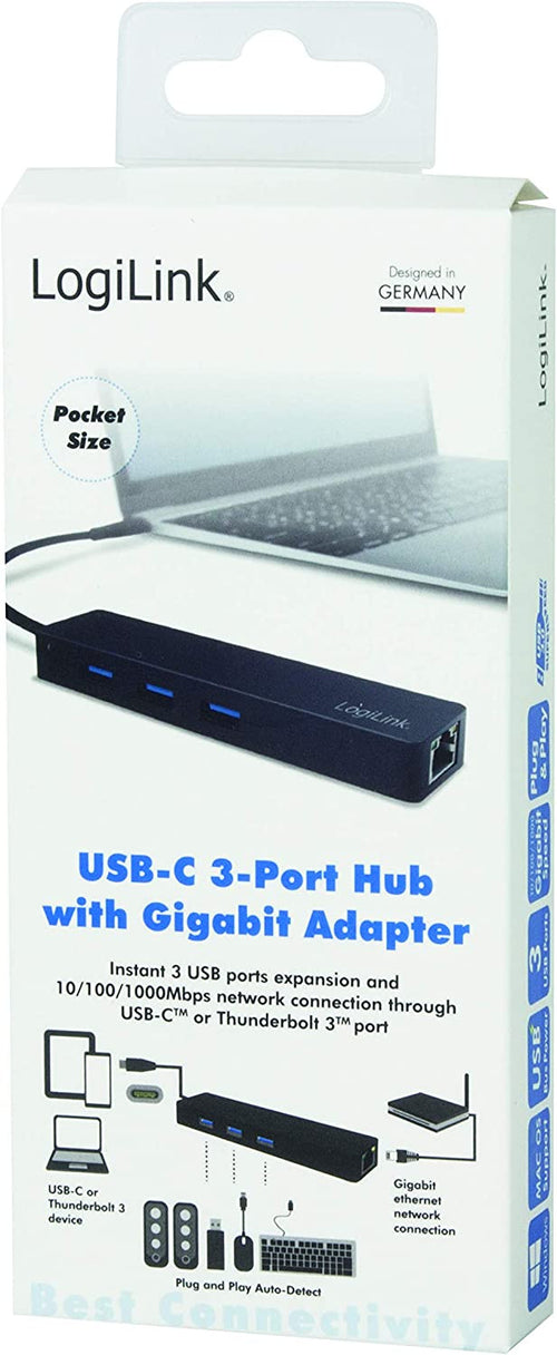 Hub USB-C&trade SuperSpeed 3 Porte USB-A 3.0 Femmina Nero
