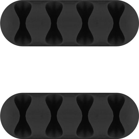 Set 2 Fermacavo da Scrivania a quattro posti Nero