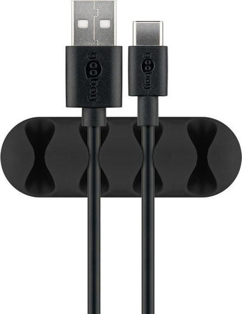 Set 2 Fermacavo da Scrivania a quattro posti Nero